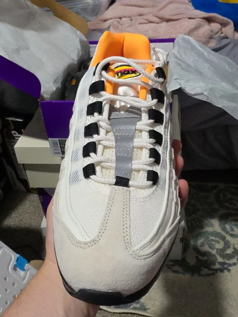 Nike Men's Air Max 95 Sneakers White Black Orange